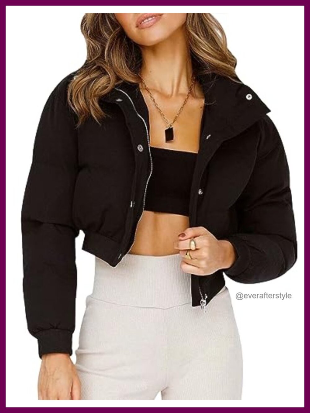 Cropped Puffer Jacket Quilted Bubble Coat